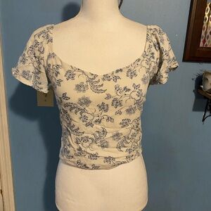 Monteau, Floral, Cropped, BoHo, Top